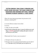 Oregon Tattoo Final Exam 2 Versions & Study Guide 2025&sol;2026 &ndash; Complete 400 Questions and Verified Answers &lbrack;Already Graded A&plus; Real Exam&rsqb;