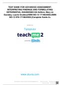 TEST BANK FOR ADVANCED ASSESSMENT&colon; INTERPRETING FINDINGS AND FORMULATING DIFFERENTIAL DIAGNOSES 5th Edition&comma; Mary Jo Goolsby&comma; Laurie Grubbs&vert;&vert;ISBN NO-10 1719645930&comma;ISBN NO-13 978-1719645935&vert;&vert;Complete Guide A&plus;