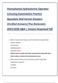 Pennsylvania Hydroelectric Operator  Licensing Examination Practice  Questions And Correct Answers  &lpar;Verified Answers&rpar; Plus Rationales  2025&vert;2026 Q&A &vert; Instant Download Pdf