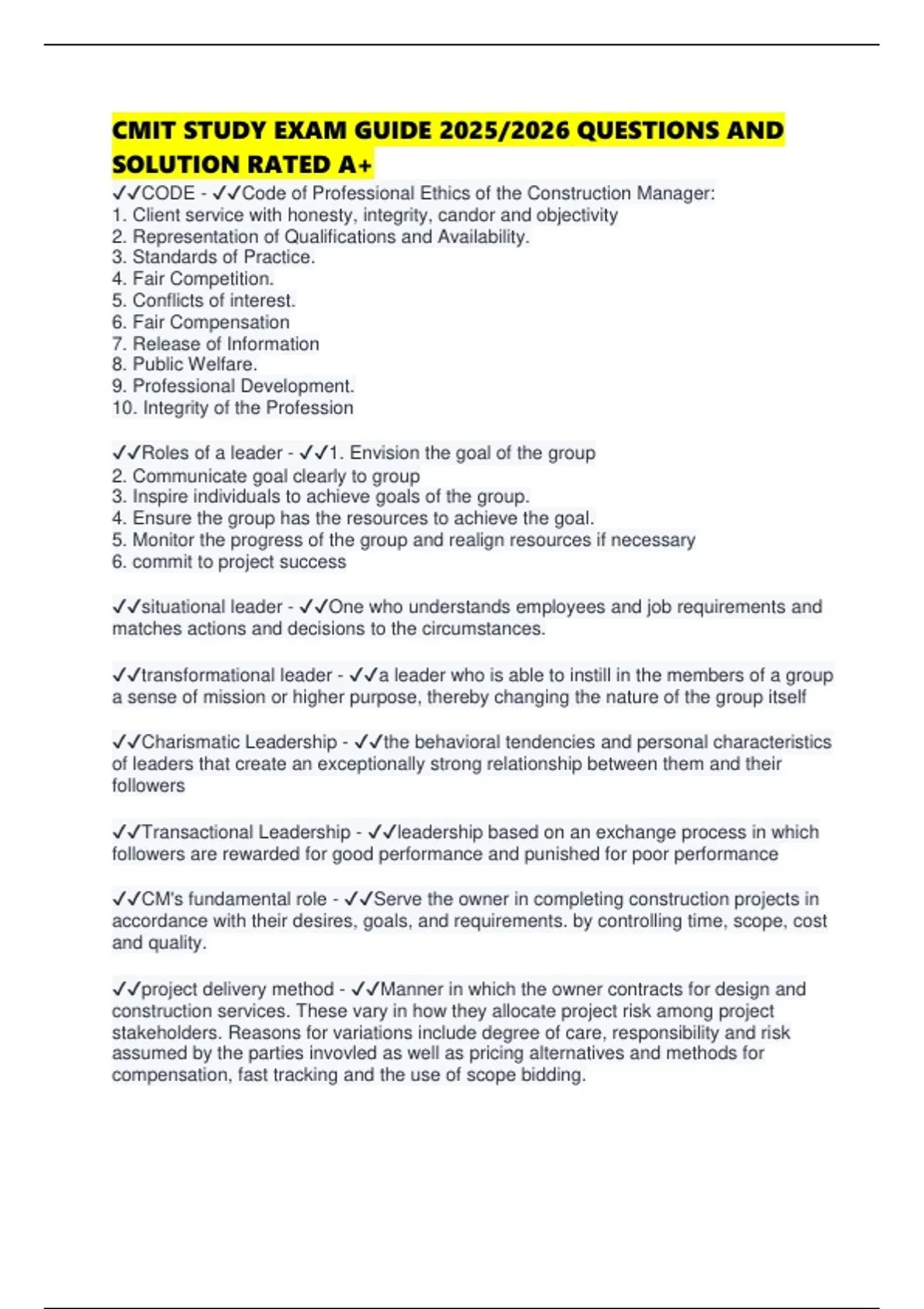 CMIT STUDY EXAM GUIDE 2025/2026 QUESTIONS AND SOLUTION RATED A+ - Cmit ...
