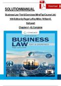 Solution Manual For Business Law&colon; Text & Exercises&comma; 10th Edition by Roger LeRoy Miller&comma; William E&period; Hollowell&comma; Verified Chapters 1 - 43&comma; Complete Newest Version