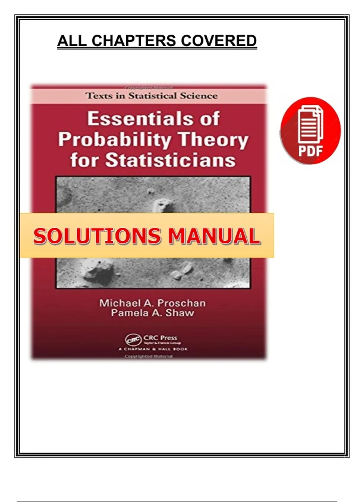 Probability Essentials Solutions Manual – Essentials of Probability Theory for Statisticians ...