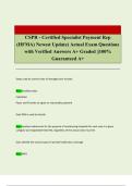 CSPR - Certified Specialist Payment Rep  &lpar;HFMA&rpar; Newest Update&rpar; Actual Exam Questions with Verified Answers A&plus; Graded &vert;&vert;100&percnt;  Guaranteed A&plus; 