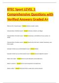 BTEC Sport LEVEL 3 Comprehensive Questions with Verified Answers Graded A&plus;