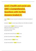 Level 3 health and social care UNIT 1 Comprehensive Questions with Verified Answers Graded A&plus;