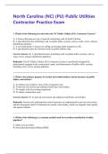 North Carolina &lpar;NC&rpar; &lpar;PU&rpar; Public Utilities Contractor Practice Exam Questions And Answers Latest Updates 2026 With Correct Answers 100&percnt; With Complete Solutions Pass Guaranteed &vert; Graded A&plus; &vert;