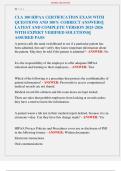 CLA 100 HIPAA CERTIFICATION EXAM WITH  QUESTIONS AND 100&percnt; CORRECT ANSWERS&vert;&vert;  LATEST AND COMPLETE VERSION 2025-2026  WITH EXPERT VERIFIED SOLUTIONS&vert;&vert;  ASSURED PASS