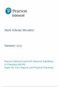 PEARSON EDEXCEL A LEVEL CHEMISTRY PAPER 2 MARK SCHEME 2025 &lpar;8CH0&sol;02&colon; Core Organic and Physical Chemistry&rpar;