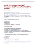 ASCP Hematology Exam-MLT  Questions And Answers Verified 100%  Correct 