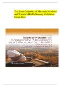 Test Bank&colon; Essentials of Maternity&comma; Newborn&comma; and Women&rsquo;s Health&comma; 6th Edition by Susan Ricci - All Chapters and Rationals Included