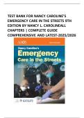 TEST BANK FOR NANCY CAROLINE&rsquo;S EMERGENCY CARE IN THE STREETS 9TH EDITION BY NANCY L&period; CAROLINEALL CHAPTERS &vert; COMPLETE GUIDE COMPREHENSIVE AND LATEST-2025&sol;2026