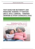 Test Bank For Maternity and Pediatric Nursing 5th Edition by SUSAN RICCI &lpar;All Chapters included&rpar;