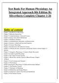 Test Bank For Human Physiology An Integrated Approach 8th Edition By Silverthorn Complete Chapter 1-26
