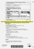 Pearson Edexcel In GCE History &lpar;9HI0&sol;32&rpar; Advanced Paper 3&colon; Themes in breadth with aspects in depth Option 32&colon; The Golden Age of Spain&comma; 1474- 1598 Mark Scheme &lpar;Results&rpar; Summer 2025
