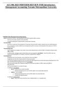 ACC406 2025 MIDTERM REVIEW FOR Introductory Management Accounting Toronto Metropolitan University