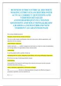 BUSINESS ETHICS ETHICAL DECISION  MAKING ETHICS EXAM 2025&sol;2026 WITH  ACTUAL CORRECT QUESTIONS AND  VERIFIED DETAILED  ANSWERS&vert;FREQUENTLY TESTED  QUESTIONS AND SOLUTIONS&vert;ALREADY  GRADED A&plus;&vert;NEWEST&vert;BRAND NEW  VERSION&excl;&excl; &vert;GUARANTEED PASS 