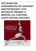 TEST BANK For Fundamentals of Anatomy and Physiology&comma; 12th Edition by Frederic H Martini&comma; All Chapters &comma; Latest Edition