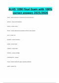 ALHS 1090 Final Exam with 100&percnt; correct answers 2025&sol;2026