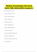 Medical Terminology Final Exam ALHS 1090 &lpar;2025&sol;2026&rpar; Graded A&plus;
