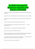 VA DPOR Tattooing&sol;PCT Regulations Questions And Answers &vert; 2025&sol;2026