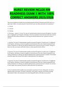 HURST REVIEW NCLEX-RN READINESS EXAM 1 WITH 100% CORRECT ANSWERS 2025/2026