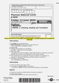 Pearson Edexcel Level 3 GCE Italian Advanced PAPER 1&colon; Listening&comma; Reading and Translation QP JUNE 2025