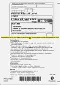 Pearson Edexcel Level 3 GCE Italian Advanced PAPER 2&colon; Written response to works and translation QP JUNE 2025