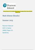 Pearson Edexcel GCE In Italian &lpar;9IN0&rpar; Paper 03 Speaking Mark Scheme &lpar;Results&rpar; Summer 2025