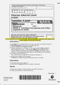 Pearson Edexcel Level 3 GCE JAPANESE Advanced PAPER 2&colon; Translation into Japanese and written response to works QP JUNE 2025