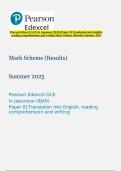 Pearson Edexcel GCE In Japanese &lpar;9JA0&rpar; Paper 01Translation into English&comma; reading comprehension and writing Mark Scheme &lpar;Results&rpar; Summer 2025