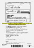 Pearson Edexcel Level 3 GCE Japanese Advanced Paper PAPER 1&colon; Translation into English&comma; Reading comprehension and Writing &lpar;research task&rpar; QP MAY 2025