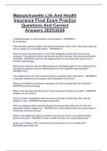 Massachusetts Life And Health  Insurance Final Exam Practice  Questions And Correct  Answers 2025&sol;2026