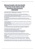 Massachusetts Life And Health  Insurance Exam Study Guide  Questions And Answers  2025&sol;2026 