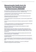 Massachusetts Health And Life  Insurance Test Questions And  Verified Answers 2025&sol;2026 