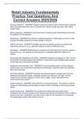 Retail Industry Fundamentals  Practice Test Questions And  Correct Answers 2025&sol;2026 