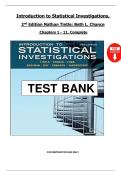 Introduction to Statistical Investigations &lpar;2nd Edition&rpar; by Nathan Tintle & Beth L&period; Chance &ndash; Complete Test Bank for Chapters 1&ndash;11