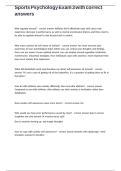 Sports Psychology exam 1 with correct detailed answersSports Psychology Exam 3 with correct answers&period;