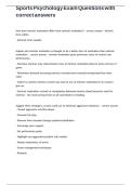 Sports Psychology Exam Questions with correct answers
