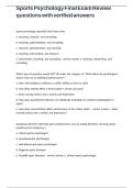 Sports Psychology Final Exam Review questions with verified answers