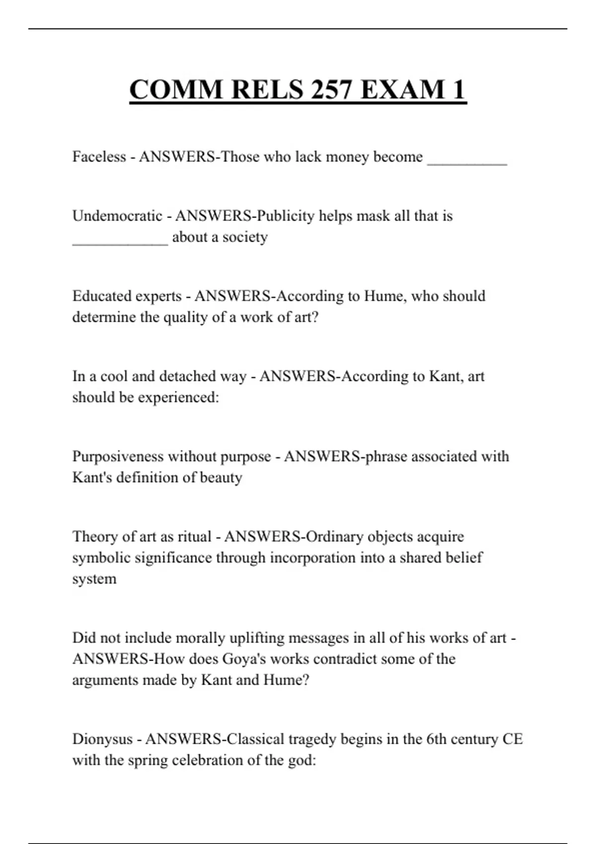 COMM RELS 257 EXAM 1 QUESTIONS AND ANSWERS 2025 - COMM RELS 257 - Stuvia US