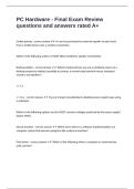 PC Hardware - Final Exam Review questions and answers rated A&plus;