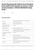Human Physiology 261 Midterm Exam Questions Exam &lpar;2025&rpar; Exam Questions & Answers &vert; Latest Already Graded A&plus; UPDATE 2025&vert;2026&excl;&excl; Study Guide