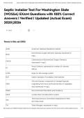 Septic Installer Test For Washington State &lpar;WOSSA&rpar; EXAM Questions with 100&percnt; Correct Answers &vert; Verified &vert; Updated &lpar;Actual Exam&rpar; 20252026