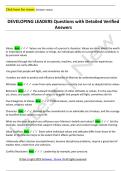 DEVELOPING LEADERS Questions with Detailed Verified  Answers 