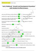 Early Childhood - Growth and Development Questions  with Detailed Verified Answers 