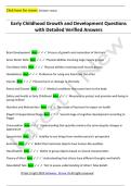 Early Childhood Growth and Development Questions  with Detailed Verified Answers
