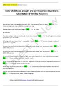 Early childhood growth and development Questions  with Detailed Verified Answers 