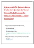 Underground Utility Contractor License  Practice Exam Questions And Correct  Answers &lpar;Verified Answers&rpar; Plus  Rationales 2025&vert;2026 Q&A &vert; Instant  Download Pdf 