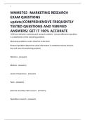MNM3702 -MARKETING RESEARCH EXAM QUESTIONS update&sol;COMPREHENSIVE FREQUENTLY TESTED QUESTIONS AND VERIFIED ANSWERS&sol; GET IT 100&percnt; ACCURATE