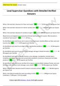 Lead Supervisor Questions with Detailed Verified  Answers